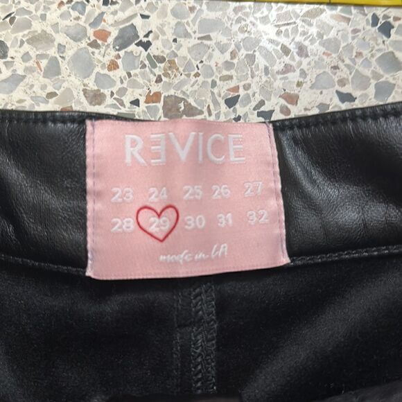 REVICE black faux vegan leather shorts London cutoff 29 high rise waist - Picture 6 of 7